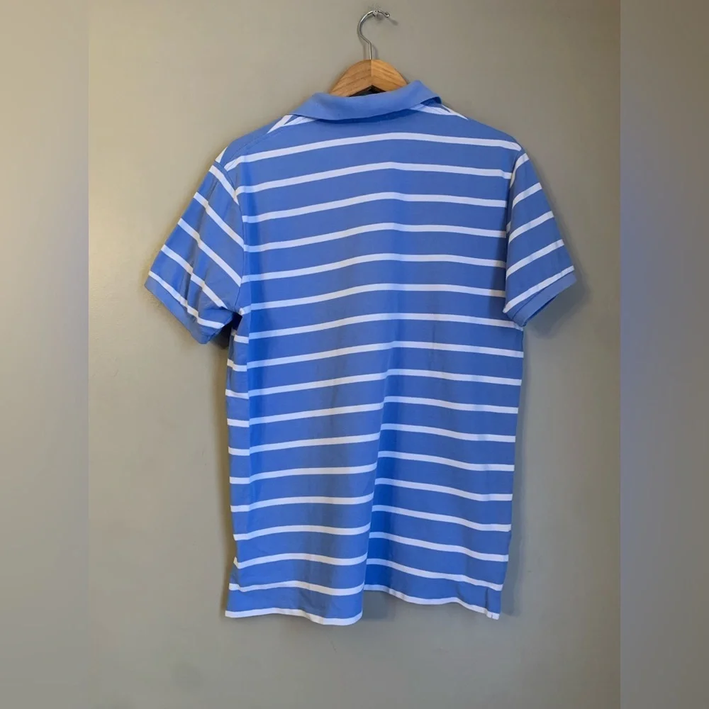 Vintage Polo Ralph Lauren Striped Polo Shirt XL Custom Fit 90’s Blue White